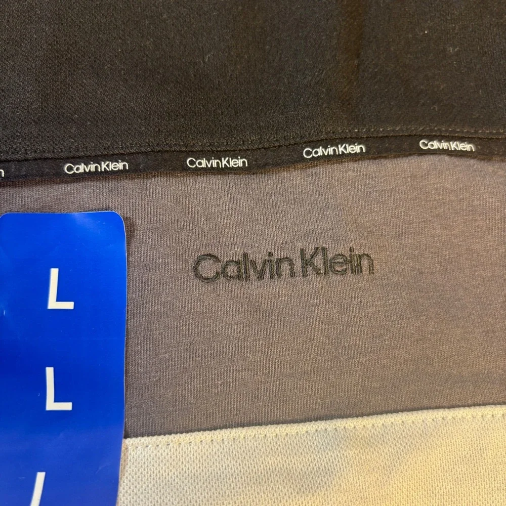 Calvin Klein Men's‎ Large Black White Gray Polo Shirt Quick Drying Wicking NWT